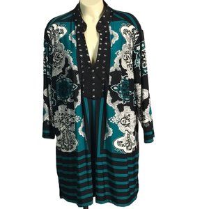 Maria Gabrielle studded tunic top stretch embellished silver studs wrinkle free